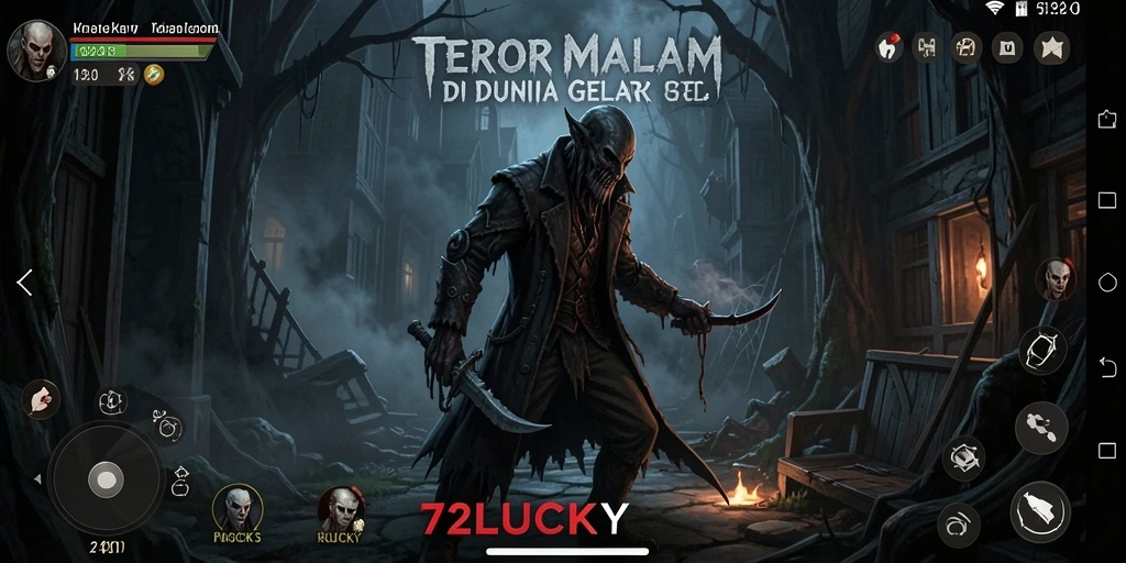 Screenshot menampilkan suasana mencekam 72LUCKY dengan gameplay menyeberangi kegelapan.