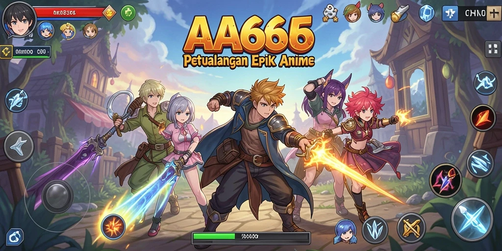 Tampilan gameplay AA666 yang penuh aksi dalam dunia anime.