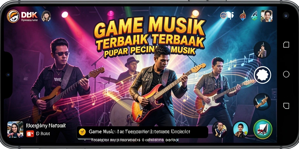Tampilan gameplay DKK dengan berbagai alat musik dan lagu.