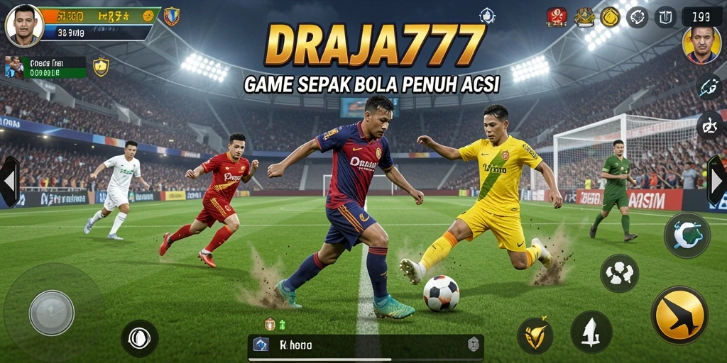 Tangkapan layar gameplay DRAJA777 yang menampilkan pertandingan sepak bola yang intens.