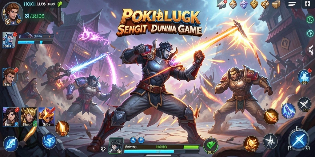 Screenshot gameplay HOKILUCK dengan pertarungan intens antar karakter.