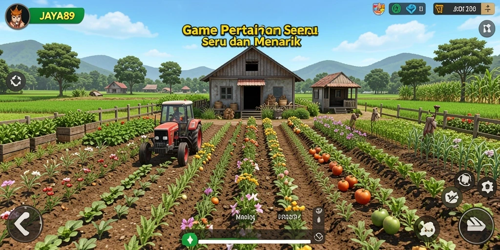 Tampilan menarik dari gameplay JAYA89 yang menghadirkan suasana pertanian.