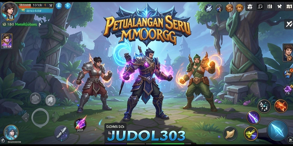 Tampilan gameplay seru dalam dunia MMORPG JUDOL303 yang memukau.