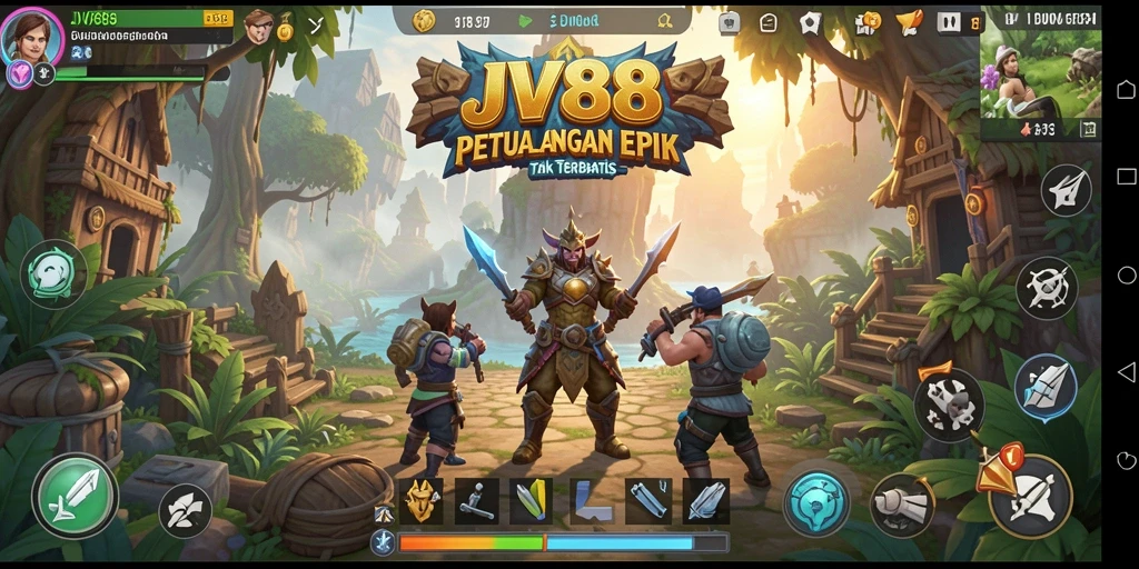 Screenshot utama JV88 menampilkan gameplay petualangan yang mendebarkan.