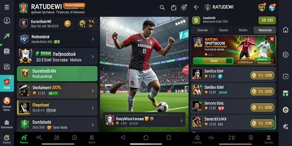 Tampilan antarmuka pengguna RATUDEWI saat bermain Sportsbook.
