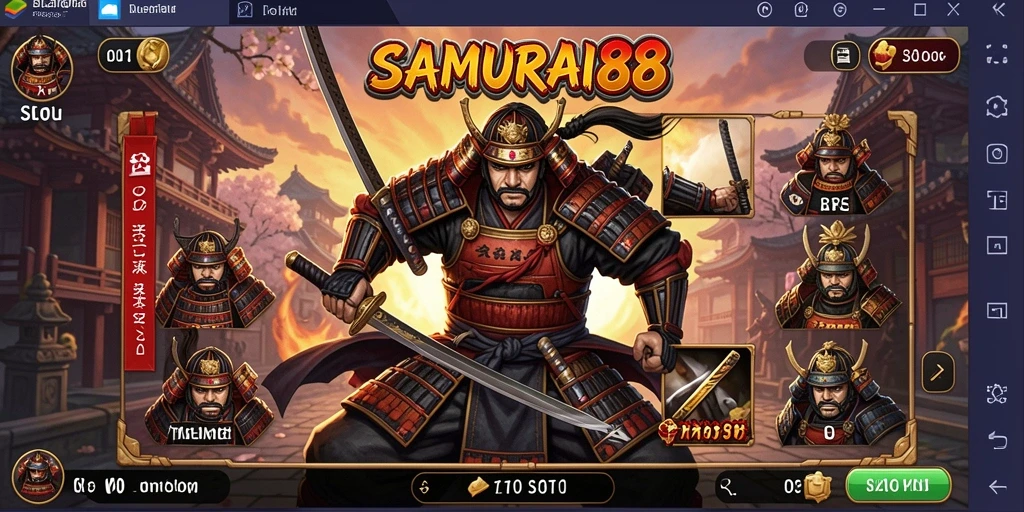 Screenshot SAMURAI88 menampilkan aksi seru dari permainan slot dengan tema samurai.