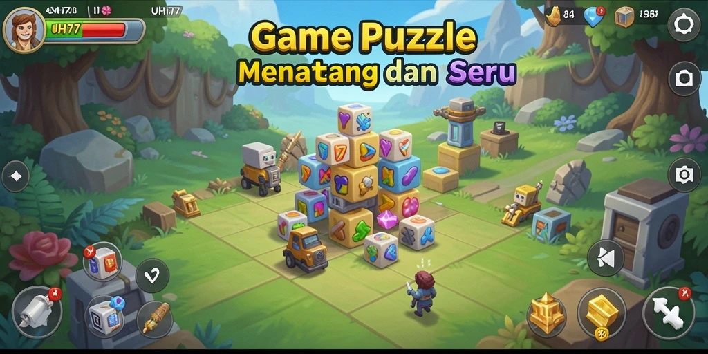 Screenshot UH77 menampilkan gameplay Puzzle yang seru dan menantang.